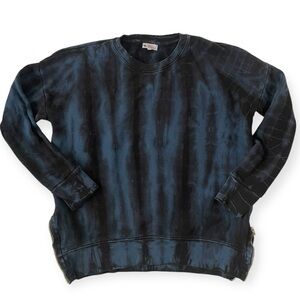 Sundry For Evereve Tiedye Sweatshirt Womens XS 0 Blue Black Cotton Pullover boxy